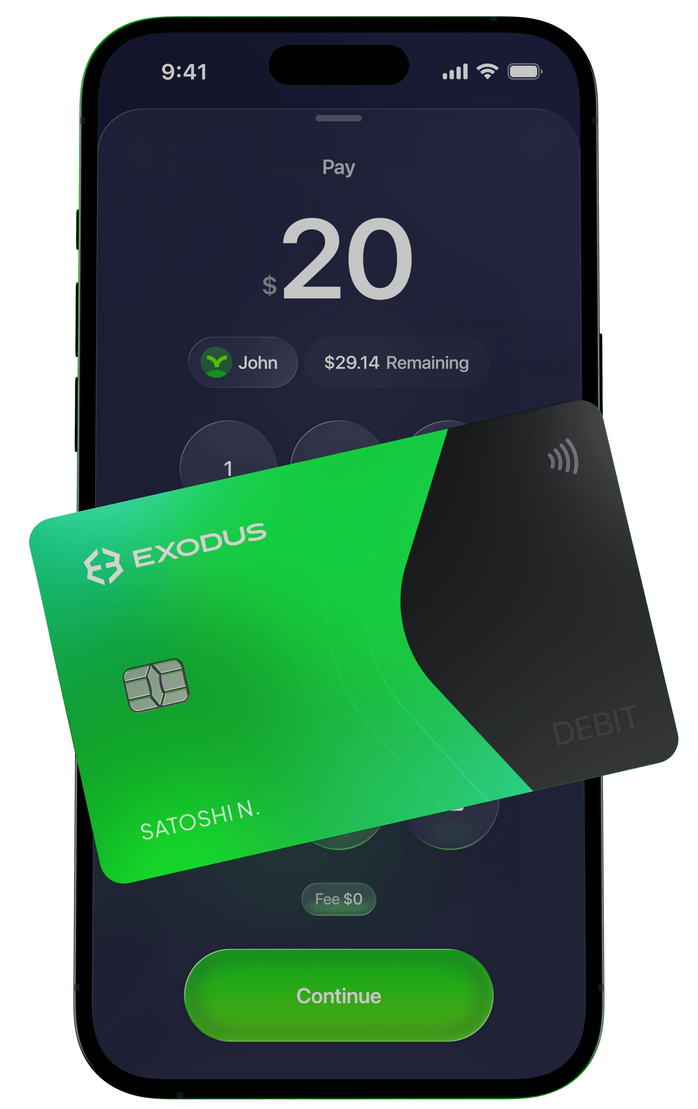 Teléfono con tarjeta Exodus Pay